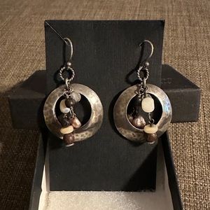 Silpada rose quartz, pink shell, and wood beads earrings